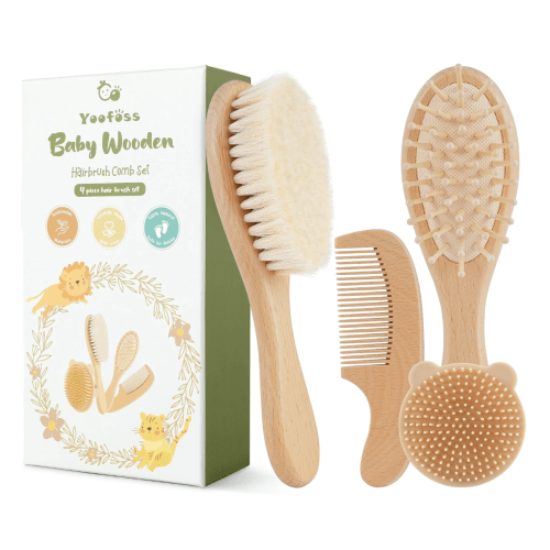 Yoofoss 4 Piece Baby Brush and Comb Set