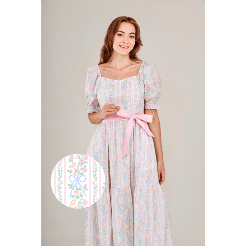 Ann Midi Dress with Nursing Zippers in Bowtanical Rose Garden