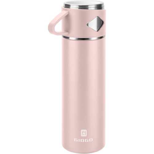 Stainless Steel Thermo 700ml/23.7oz Vacuum Insulated Bottle with Cup for Coffee Hot drink and Cold drink water flask.(Pink,Single)