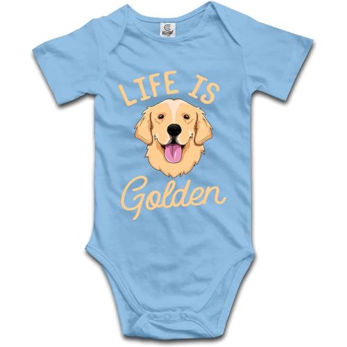 DOQOSESHY Life is Golden(Golden Retriever) Infant Cotton Bodysuit Romper Baby Jumpsuit, 3 Months, Long Sleeve-white