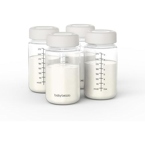 Baby Brezza Replacement Breastmilk Cooler Storage Bottles, 10 oz, 4-Pack | Replacement Bottles or Additional Cooler Compatible Storage Bottles, Plastic