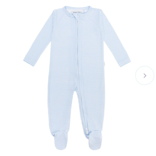 baby powder blue stripe pima footie – minnow