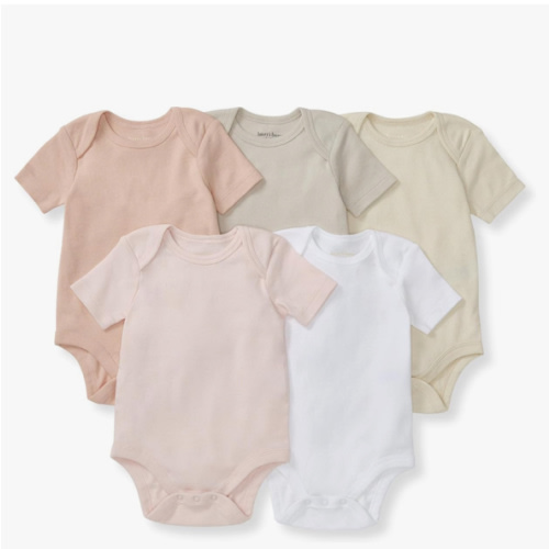 Burt's Bees Baby Bodysuits, Short Sleeve and Long Sleeve One-Pieces, 100% Organic Cotton, Pack of 5