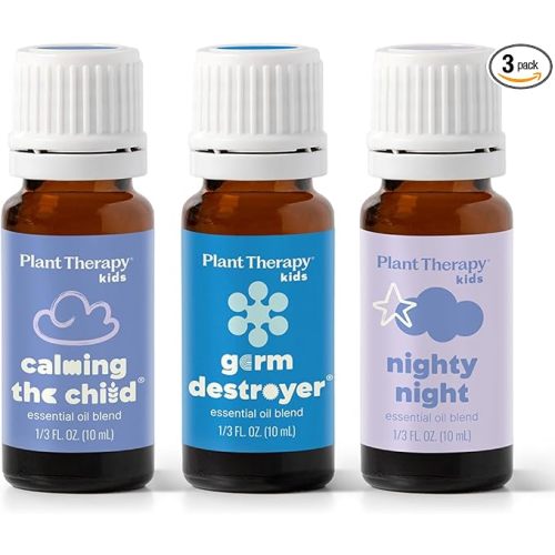 Plant Therapy KidSafe The Essentials Blend Set 100% Pure, Undiluted, Therapeutic Grade, KidSafe Essential Oils for Calming, Sleep, and Immune Support, 10 ml (1/3 oz) Each