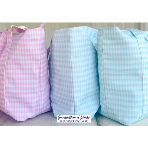 Gingham Nylon Tote – Grandmillennial Blanks