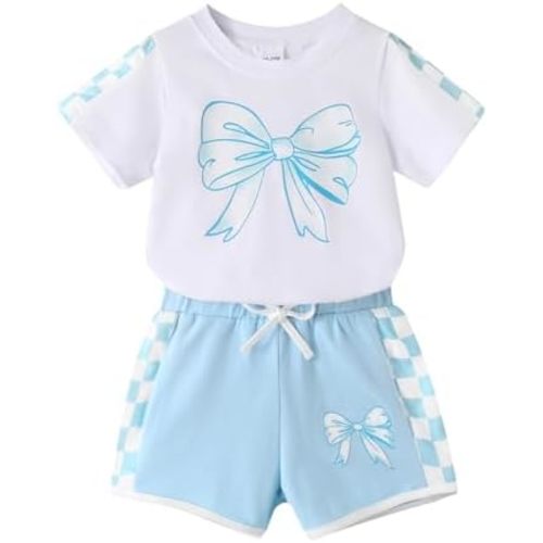 YOUNGER TREE Toddler Infant Baby Girls Summer Outfits Leopard Print Short Sleeve Pocket T-Shirt Tops Pants Clothes Sets