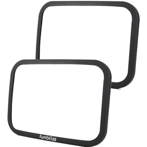 Funbliss Rear Facing Car Seat Mirrors - Shake-proof & Shatterproof Baby Car Mirror for Backseat - Clear Wide View, Easy Install, 2 Pack for Multiple Kids