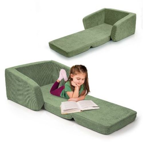 Comfy Kids Chair for Toddlers - 2-in-1 Memory Foam Lounger that Unfolds into a Soft Nap Couch - Modern Fold-Out Sofa for Little Ones