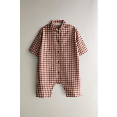 KIDS' PLAID FLANNEL FOOTED ROMPER