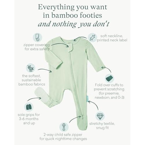 PurComfy Baby Zipper Footie Pajamas, Supersoft Bamboo Rayon Baby Footed Pjs Boy Girl 0-3-6-9-18-24 Month Coverall Sleepers
