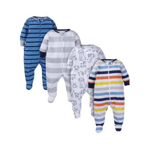 Onesies Brand Baby Boy Sleep 'N Plays Footed Pajamas, 4-Pack, Newborn - 6/9M