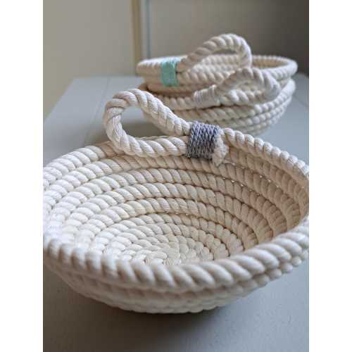 MINI rope bowl,nautical,mini bowl,table decor,beach house,lake house,unbleached white,coastal, coastal farmhouse,rental, basket,mint,gray