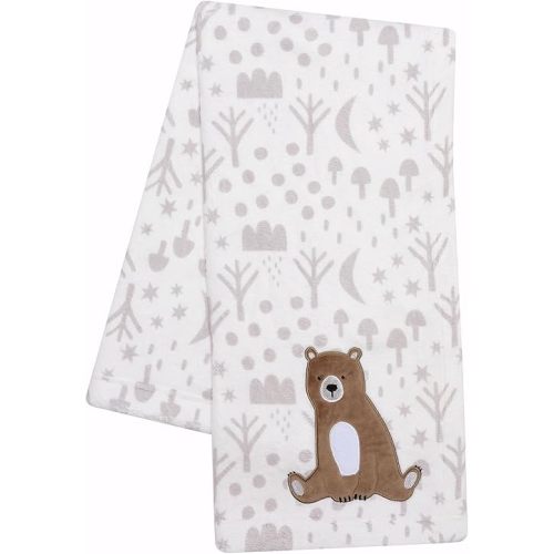 Bedtime Originals Sleepytime Bear White/Brown Soft Fleece Baby Blanket
