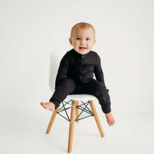 Ribbed Zipper Romper in Midnight | Bamboo Romper | Kyte Baby