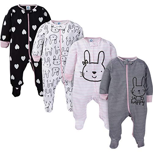 Gerber Baby-Girls 4 Pack Sleep 'N Play Footie