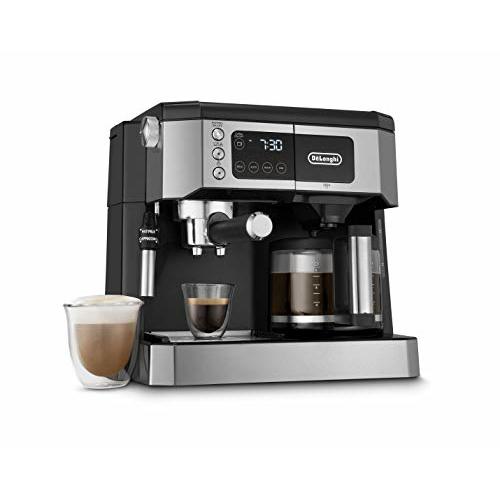 De'Longhi UPGRADED All-in-One Combination Coffee Maker & Espresso Machine + Advanced Adjustable Milk Frother for Cappuccino & Latte + Glass Coffee Pot 10-Cup, COM532M black