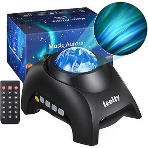 Star Projector for Bedroom, Aurora Projector with Remote Control; 3-in-1 Nothern Light with Bluetooth Speaker, Built-in White Noise and Timer for Both Kids and Adults - Black
