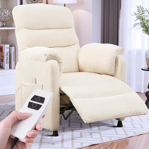Power Recliner Chair, Electric Reclining Armchair with Remote and Memory Function for Small Space, Soft Chenille Fabric 7-Zone Support, Heavy Duty Steel Frame