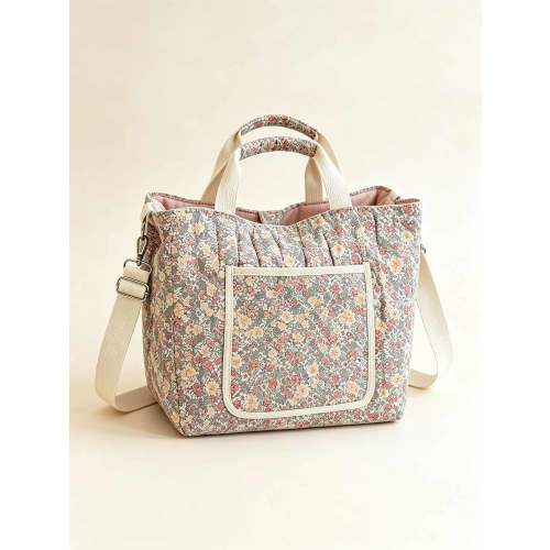 Floral Quilted Convertible Mommy Diaper Tote Bag