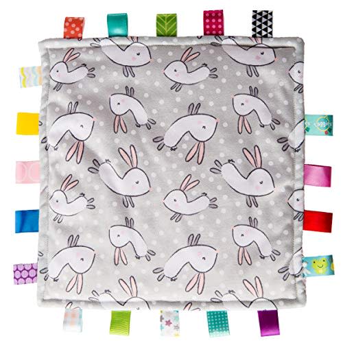 Taggies Lovey for Baby Security Blankets Original Comfy Blanket with Sensory Tags, 12 x 12-Inches, Bunnies