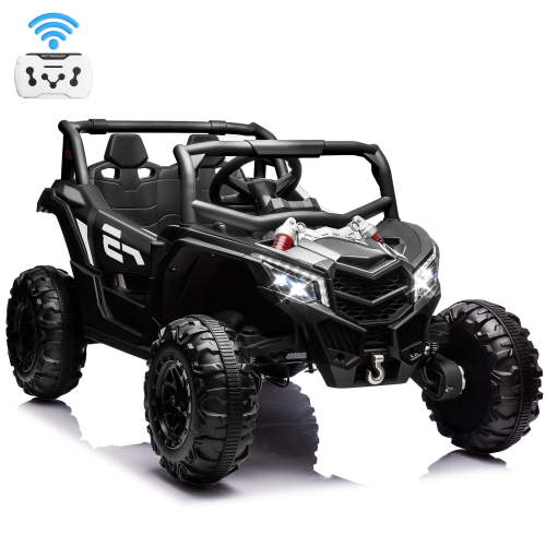 Joyracer 24 Volt Ride on Toys with Remote, 4WD Power UTV Wheels with 800W Motors, Bluetooth Music, Spring Suspension, LED Light, 3 Speeds, Black
