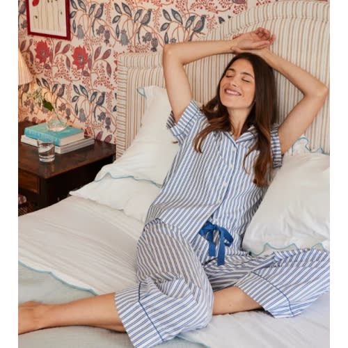 LAKE | Women | Poplin Pajamas | Seaport Shoreline Stripe Chloe Pajama Set