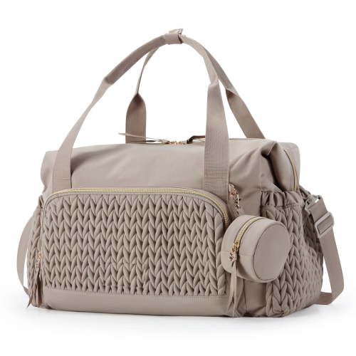 SPEKSEE Diaper Bag Tote, Large Capacity Travel Diaper Bags, Hospital Bag for Labor Delivery, Bag with Pacifier Case(Brown)