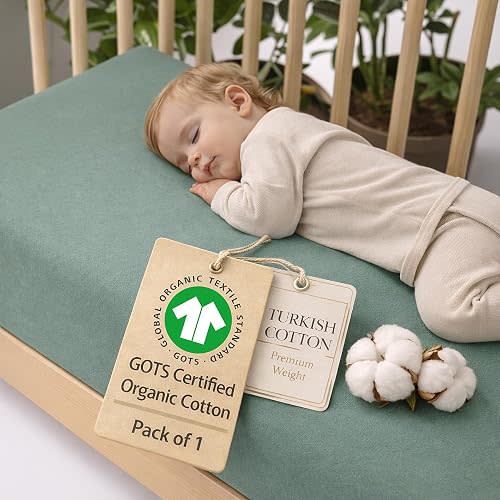 Organic Crib Sheet 52x28 – GOTS Turkish Cotton, 1 Pack