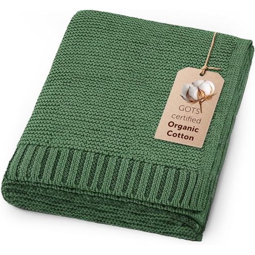 Organic Baby Blanket – 100% GOTS Certified Organic Cotton | Ultra-Soft Breathable Newborn Receiving Blanket | Hypoallergenic, Chemical-Free | Unisex Baby Gift | 30x40 Inches (Green)