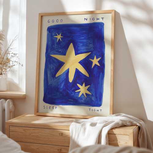 Sleep Tight Quote Unframed Print | Nursery Decor | Retro Wall Art | Bedroom Art | Trendy Wall Art | Funky Wall Art | Hand-painted Art | Star