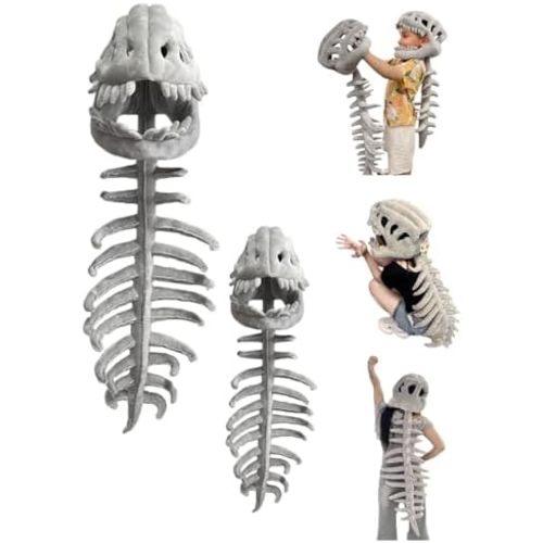 Dinosaur Skeleton Costume SetSpinosaurus-Style Dino Outfit – 3D Skull Headpiece & Spine for Dress-Up, Parties & Photos