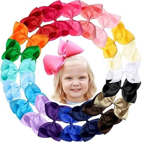Oaoleer 20PCS 8 Inch Hair Bows for Girls Grosgrain Ribbon Toddler Hair Accessories with Alligator Clips for Toddlers Baby Girls Kids Teens in Pairs