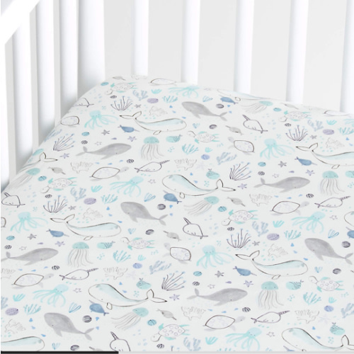 Stay Cool Sea Organic Crib Fitted Sheet