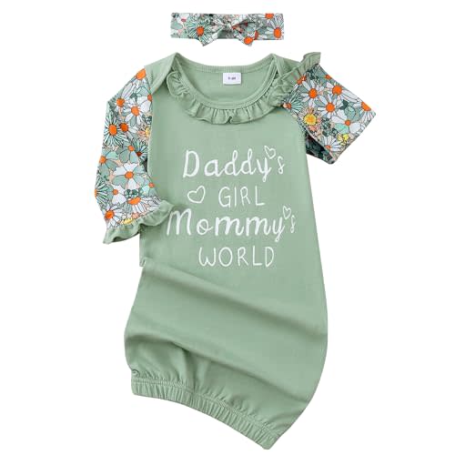 AMAWMW Newborn Baby Girl Little Sister Sleeper Gown Stripe Long Sleeve Nightgown Pajamas Gifts Stuff Essential Outfit