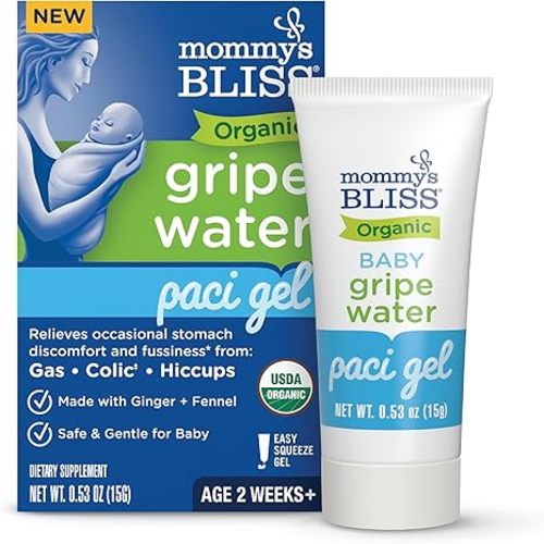 Mommy's Bliss Organic Gripe Water Pacifier Gel for Newborns, Infant Gas, Colic & Fussiness*, Age 2 Weeks +, 0.53 Oz (45 Servings)