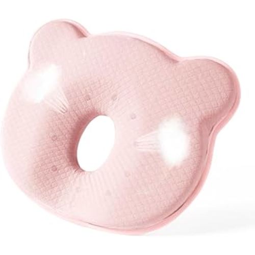 Memory Foam Baby Pillow for Newborn Flat Head Baby Pillow Machine-Washable Neck Support Prevent Flat Head 100% Cotton