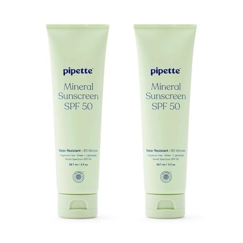 Pipette Fragrance Free Mineral Sunscreen SPF 50 Lotion,3 fl oz (Pack of 2)