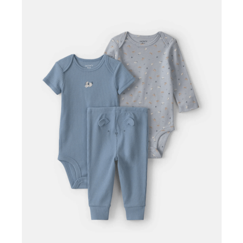 Baby Boy 3-Piece Dog Bodysuit & Pant Set - Blue/Grey | Carter's