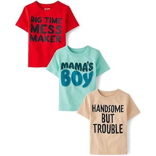 The Children's Place Baby-Boys and Toddler Sports,Cars,Trucks Short Sleeve Graphic T-Shirts,3 Pack