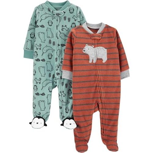 Simple Joys by Carter's Unisex Baby 2-pack Neutral Fleece Footed Sleep and Play