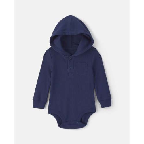 Baby Boy Thermal Long-Sleeve Hooded Bodysuit - Navy Blue - OshKosh B'gosh | Carter's