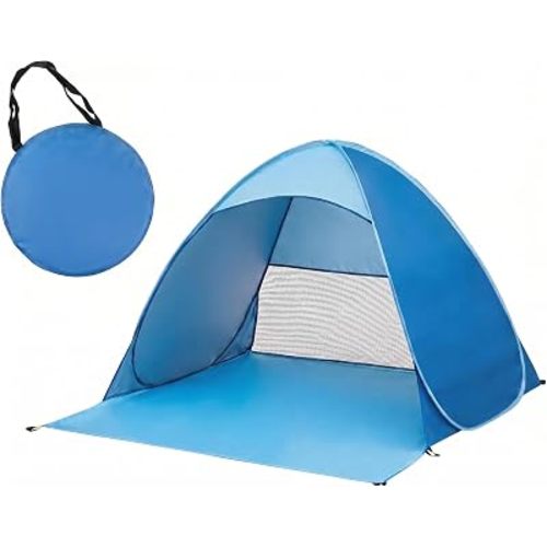 UPF 50+ Easy Pop Up Beach Tent Sun Shelter 2-3 Person Instant Automatic Portable Baby Canopy Cabana Sun Shade Umbrella (Blue)