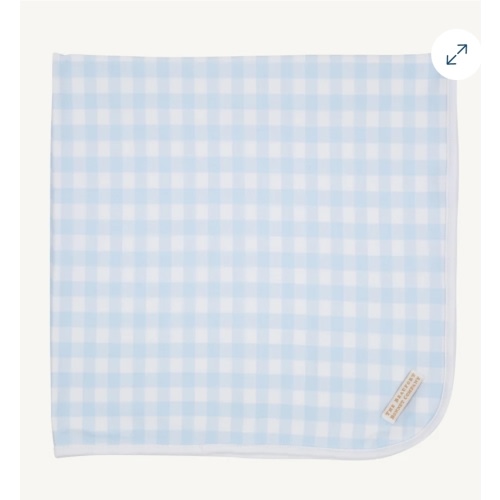 Baby Buggy Blanket - Buckhead Blue Gingham with Worth Avenue White