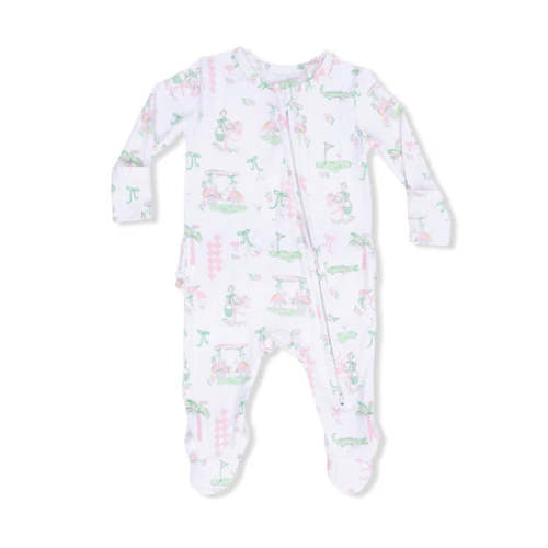 Angel Dear Baby Girl Ruffle Zipper Footie - Pretty Golf