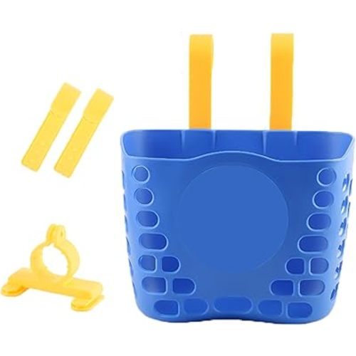 Kids Bike Basket - Children's Adjustable Straps Front Basket for Boys & Girls, Strong Load Bicycle Handlebar Basket for Outdoor Cycling