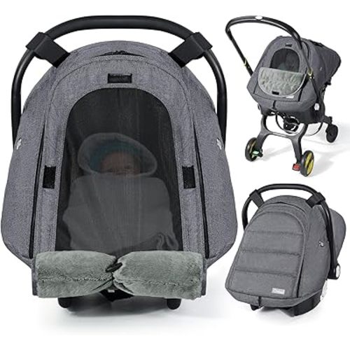 Orzbow Winter Car Seat Cover Baby, Waterproof Carseat Canopy, Dark Grey