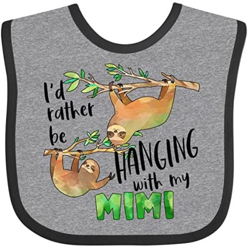 inktastic Id Rather Be Hanging with My Mimi- Cute Sloths Baby Bib