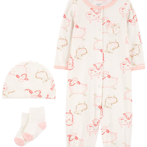 Pink Baby Pink Sheep 3-Piece Converter Gown Set | Carter’s Oshkosh Canada
