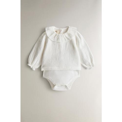 MUSLIN BABY BODYSUIT - Oyster-white | ZARA United States