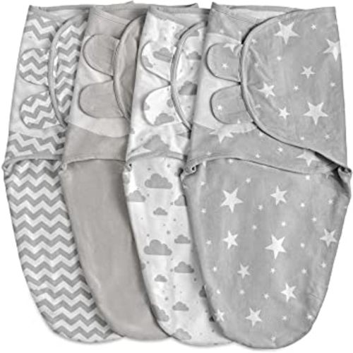 Organic Baby Swaddle Sleep Sacks, 4-Pack Swaddles for Newborns Baby Essentials, Infant 0-3 Months, 100% Cotton Soft & Snug Adjustable Wrap Nursery Swaddling Blankets Improves Sleep